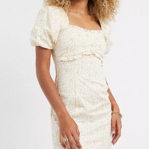Topshop Floral Mini Dress with Puff Sleeves